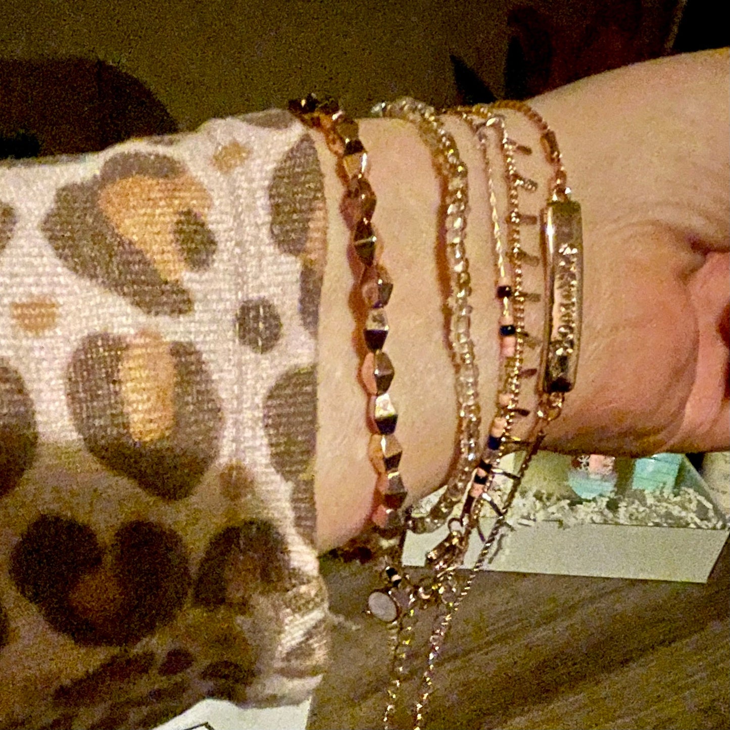 Beautiful 5 Piece Dainty Gold Cancer Survivor Bracelet Set| Fits All sizes