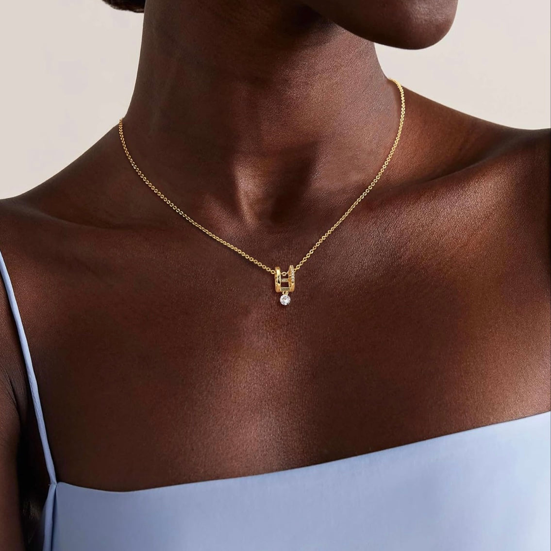 Layered 14k Vermeil Gold Cubic Zirconia Gemstone Pendant Necklace set