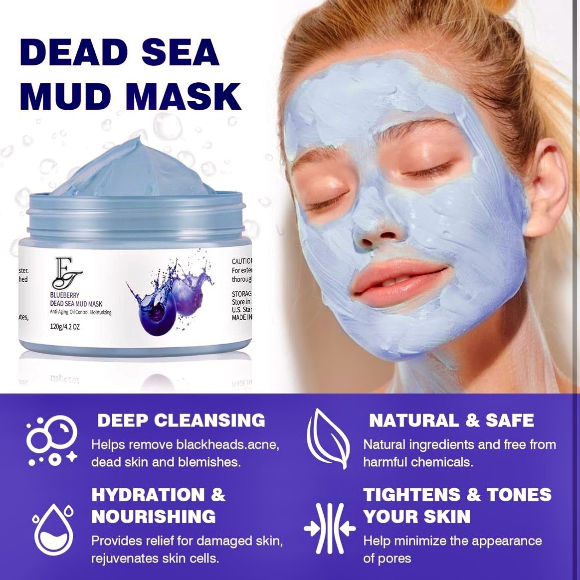 Blueberry Dead Sea Clay Mask โ Anti-Aging & Detox for Radiant, Clear Skin