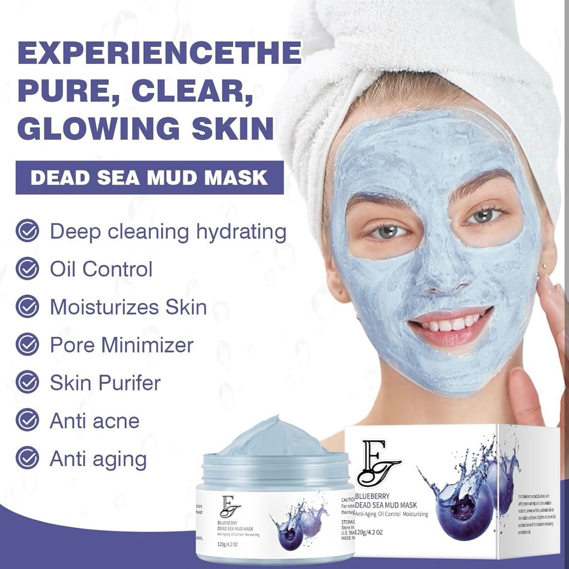 Blueberry Dead Sea Clay Mask โ Anti-Aging & Detox for Radiant, Clear Skin