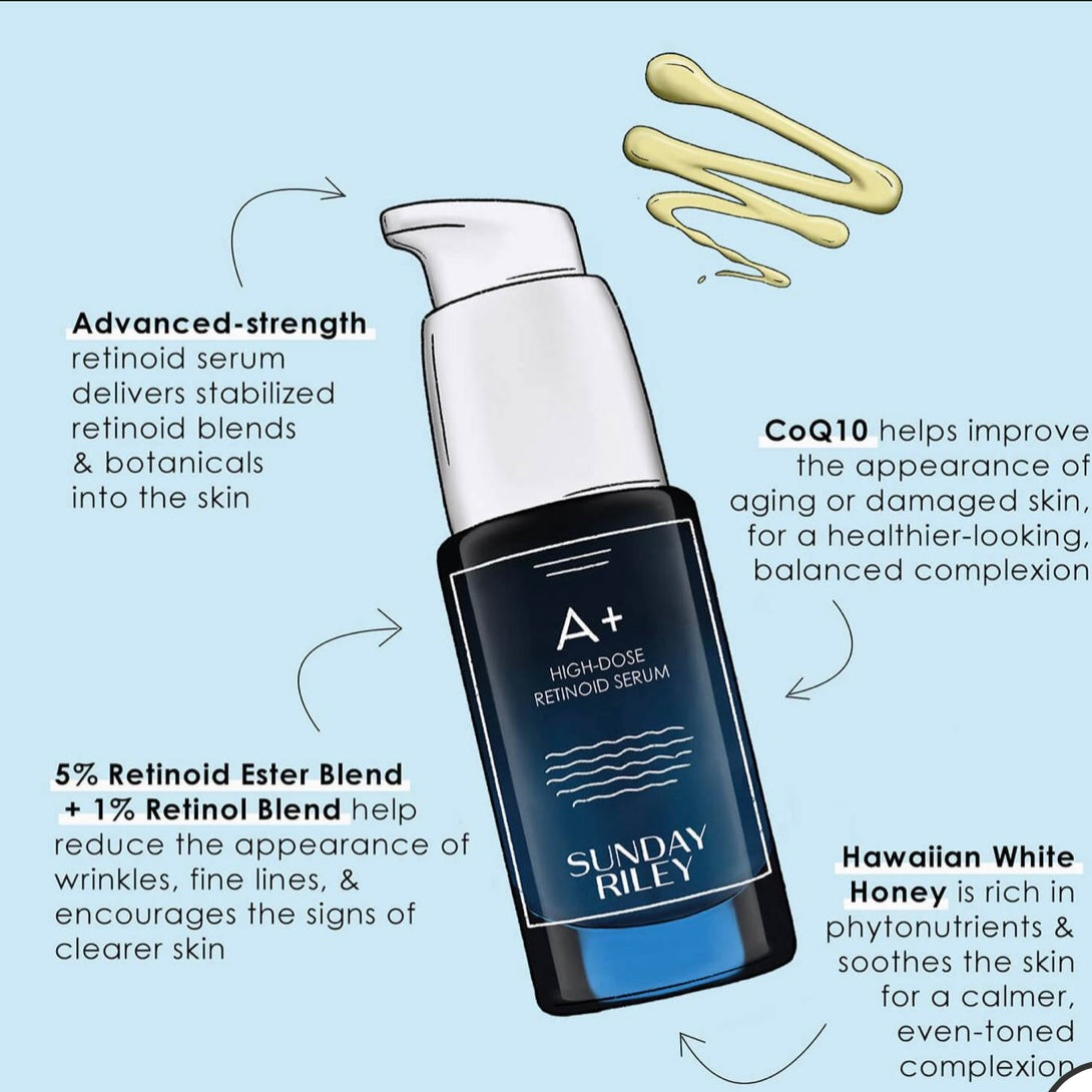 Sunday Riley A+ High-Dose Retinoid Serum Full size 1oz.