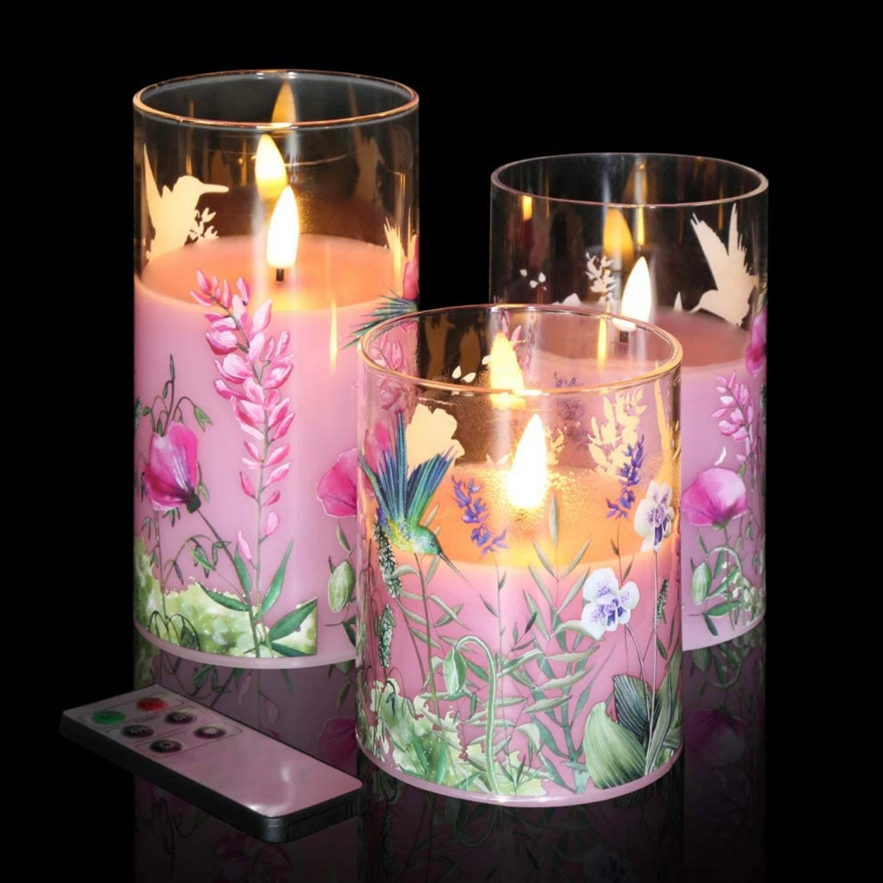 All Natural Premium 3D LED 3 Piece Flameless Handcrafted And Designed Glass Candle Set