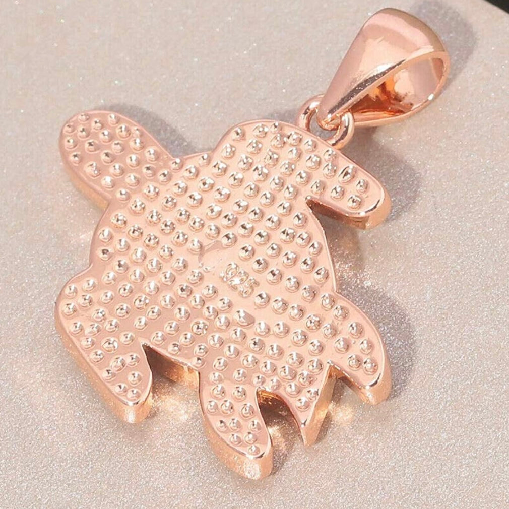 14K Rose Gold Opal Sea Turtle Pendant Necklace Set