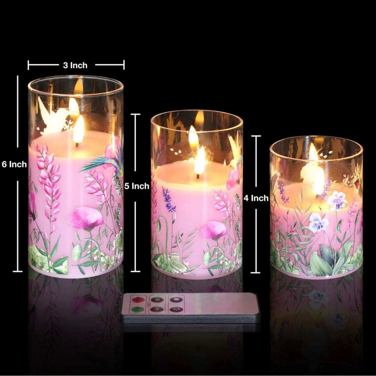 All Natural Premium 3D LED 3 Piece Flameless Handcrafted And Designed Glass Candle Set