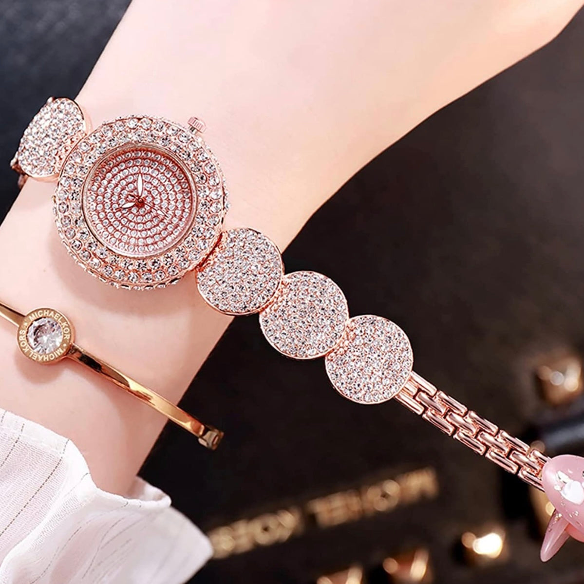 Ladies Exqusite Semi Precious Chrystal & Cubic Zirconia Watch in Gold,Silver Or Rose Gold