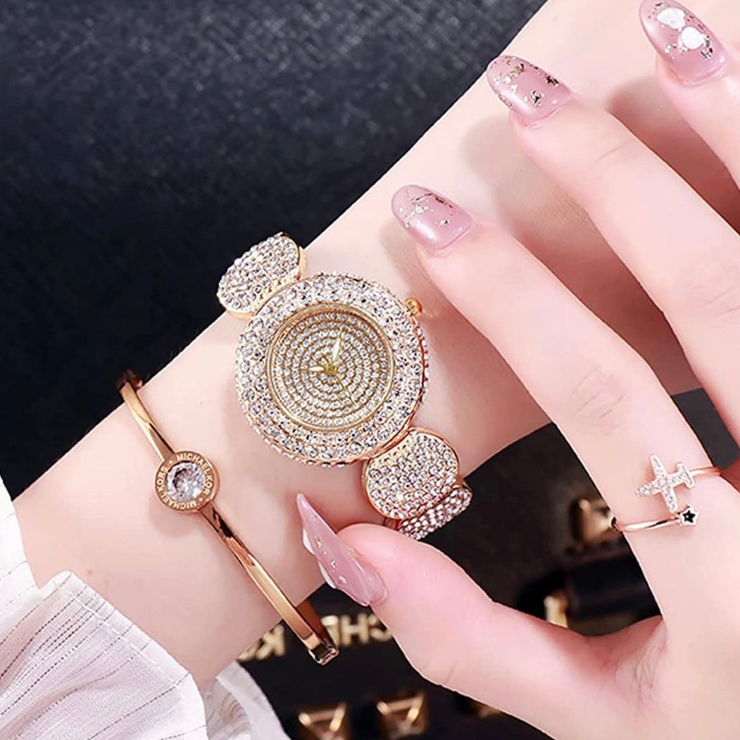 Ladies Exqusite Semi Precious Chrystal & Cubic Zirconia Watch in Gold,Silver Or Rose Gold
